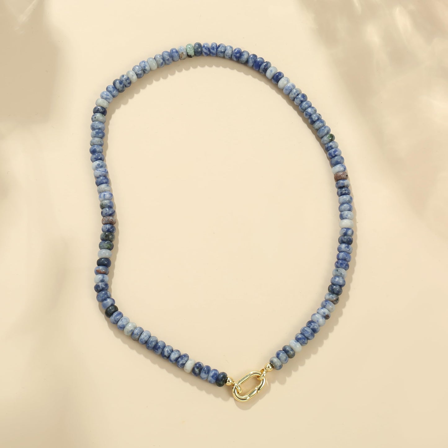 CONRAN KREMIX Blue and White Stone Beaded Necklace for Women,Natural Stone Bead Choker Necklaces Boho Summer Beach Necklace Gemstone Jewelry Gift for Women