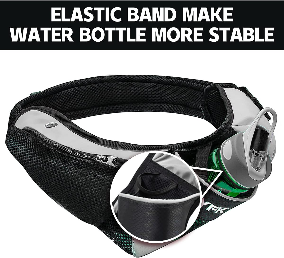 PYFK Running Belt Hydration Waist Pack with Water Bottle Holder for Men Women Waist Pouch Fanny Bag Reflective