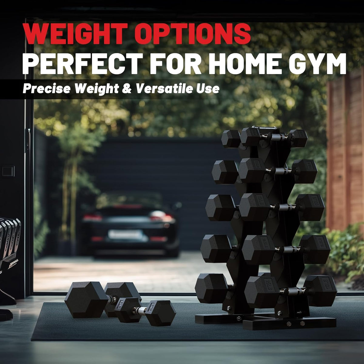 PAPABABE Hex Dumbbell Set, 45-135 lb Rubber Encased Home Gym Dumbbells, Weights Dumbbells Set for Women & Men, Hand Weight with Anti-Slip Grip