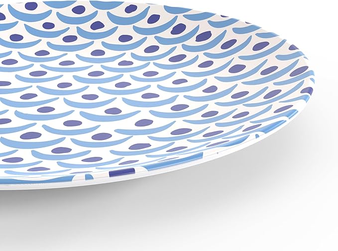 TervisHome Melamine Dinner Plates - Set of 4 | MediterraBlue Collection | Durable Stoneware-like Quality, Dishwasher Safe, Perfect for Indoor and Outdoor Use