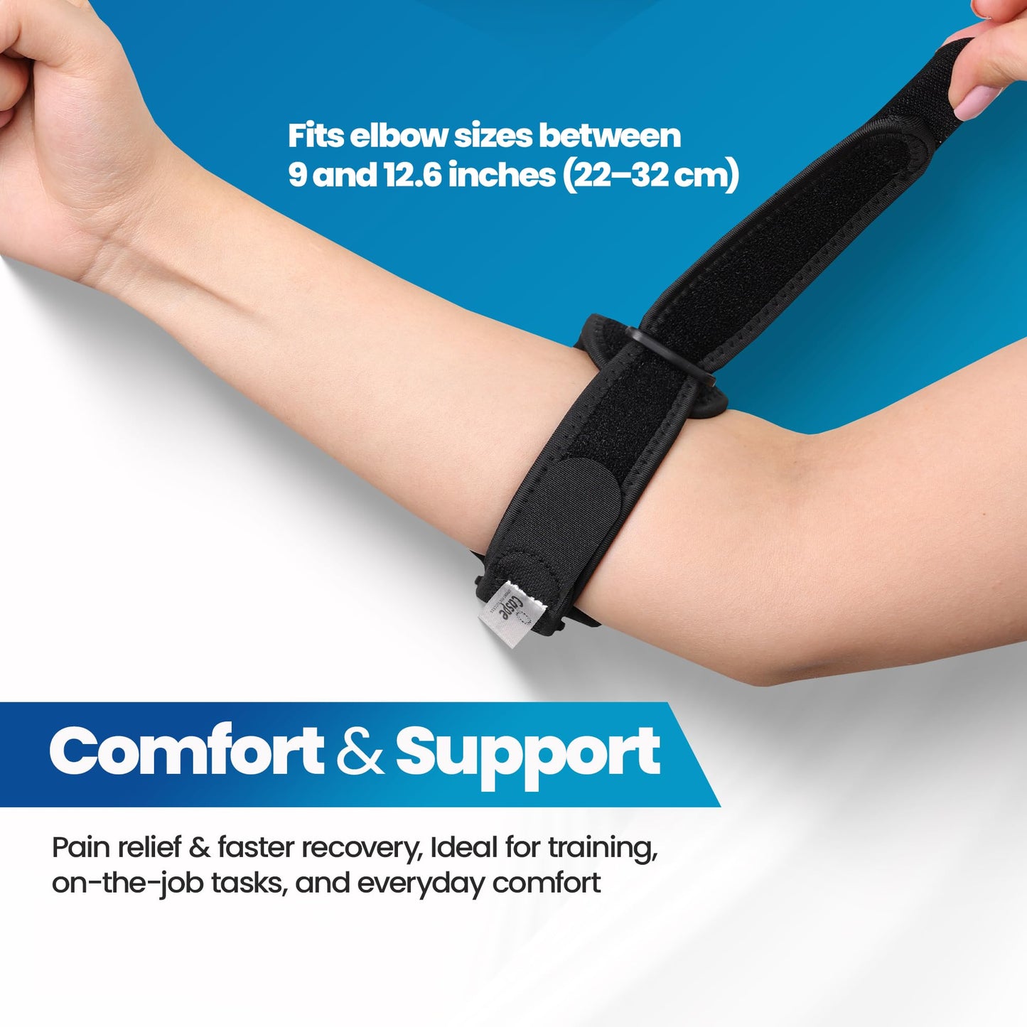 Caspe 2 Pack Tennis Elbow Brace for Men and Women – Adjustable Arm Brace for Tendonitis, Golfer’s Elbow and Bursitis – Arm Band & Counterforce Forearm Support, Daily Use Pain Relief – Blue