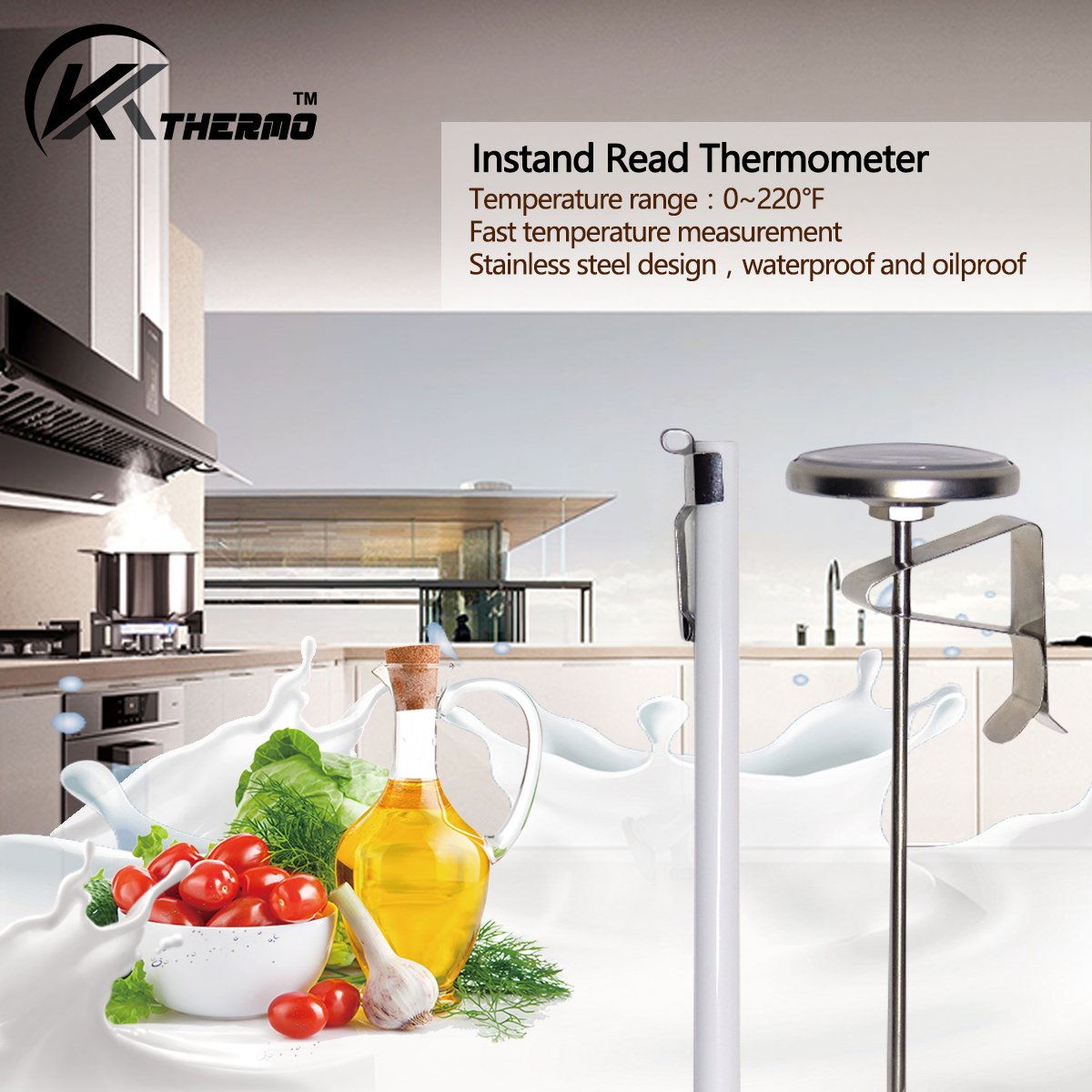 KT THERMO Instand Read 2-Inch Dial Thermometer,Best for The Coffee Drinks,Chocolate Milk Foam