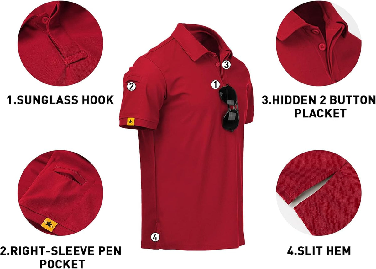 V VALANCH Mens Polo Shirts Short Sleeve Moisture Wicking Golf Polo Athletic Collared Shirt Tennis T-Shirt Tops