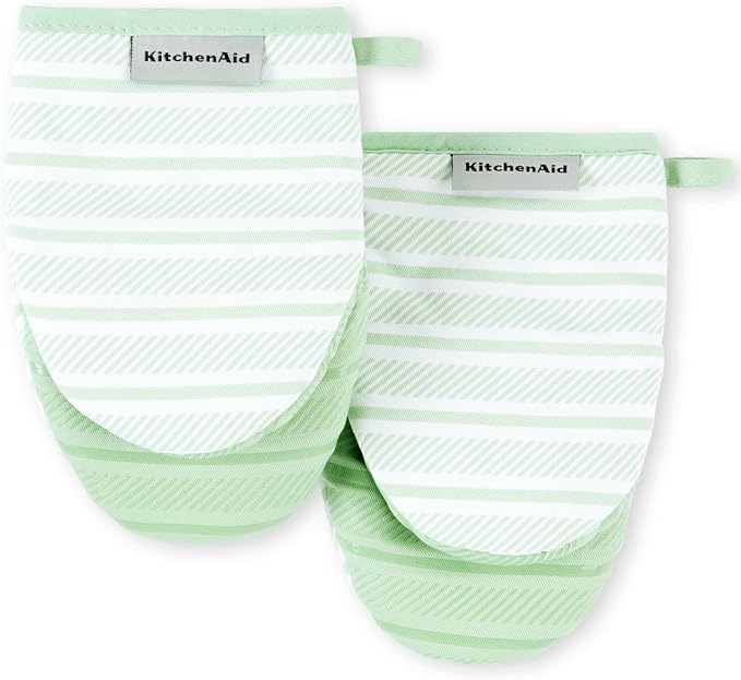 KitchenAid Albany Mini Oven Mitt 2-Pack Set, Pistachio, 5.5"x8"