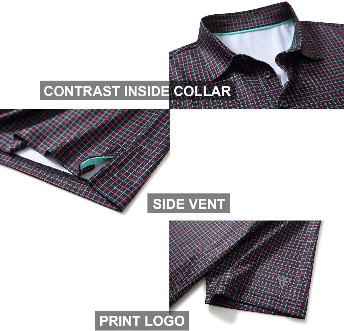 Men's Golf Polo Shirts Short Sleeve Striped Performance Moisture Wicking Dry Fit Golf Shirts for Men