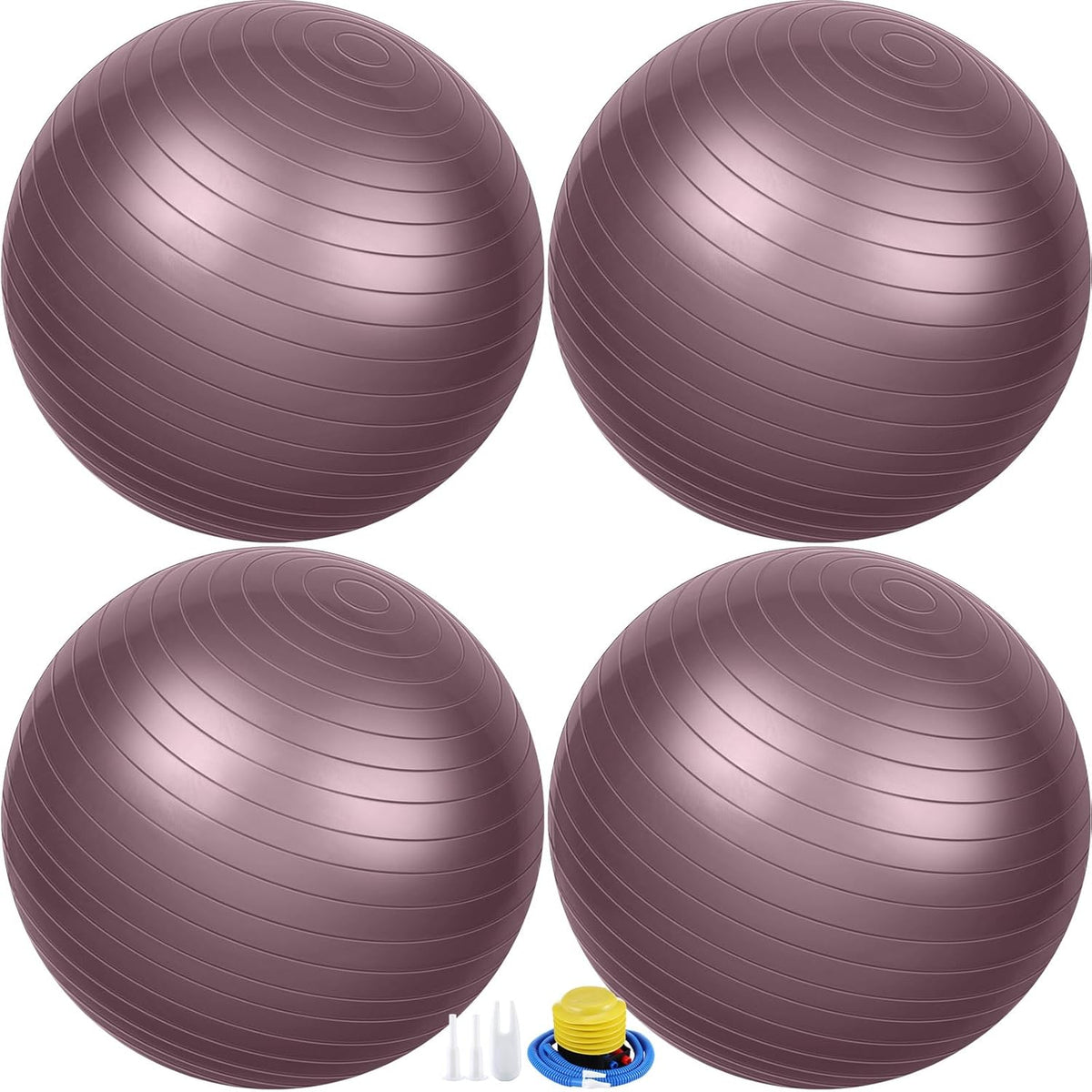 Leyndo 4 Pcs 26 Inch Yoga Exercise Ball Pilates Pregnancy Birthing Fitness Ball with Quick Pump Anti Burst for Improved Posture, Balance, Yoga, Pilates, Training