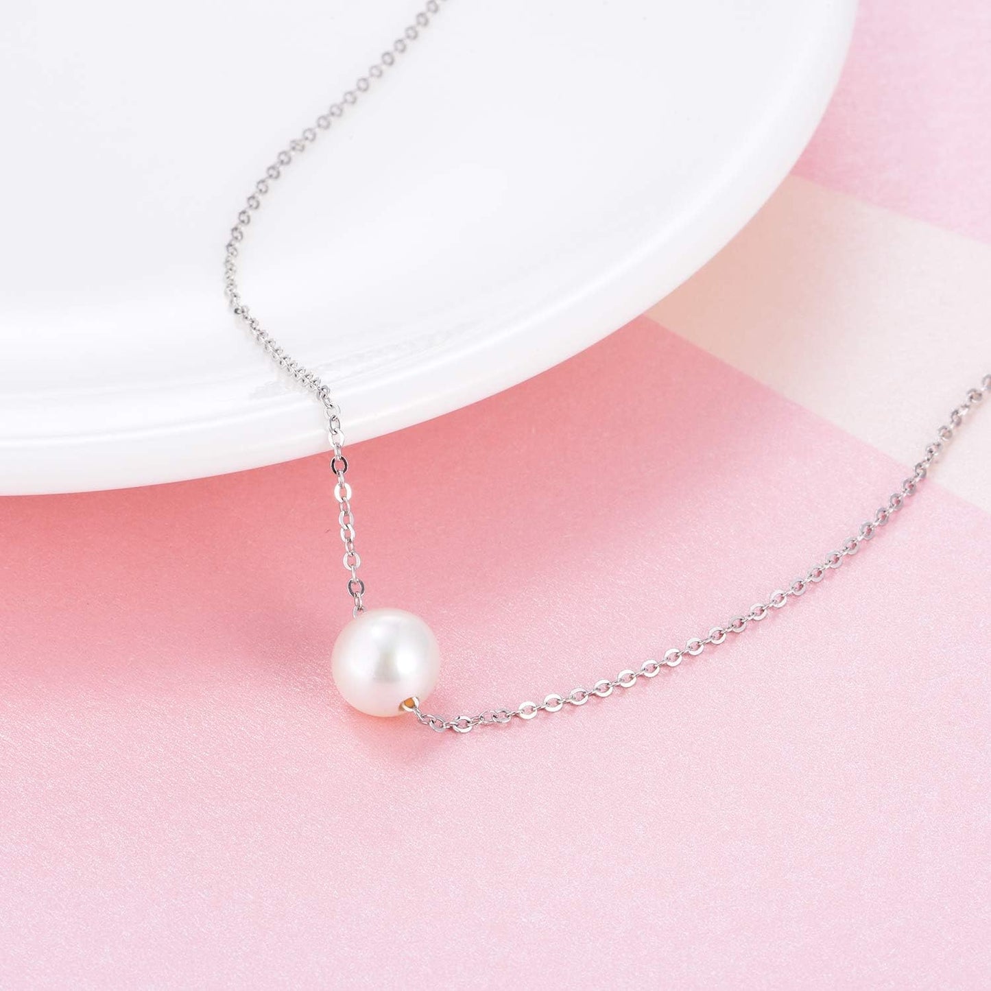 POPLYKE Pearl Necklace and Earring Set Sterling Silver Pearl Earrings and Necklace Set for Women Freshwater Cultured Pearls Wedding Bridesmaids Anniversary Jewelry Gifts