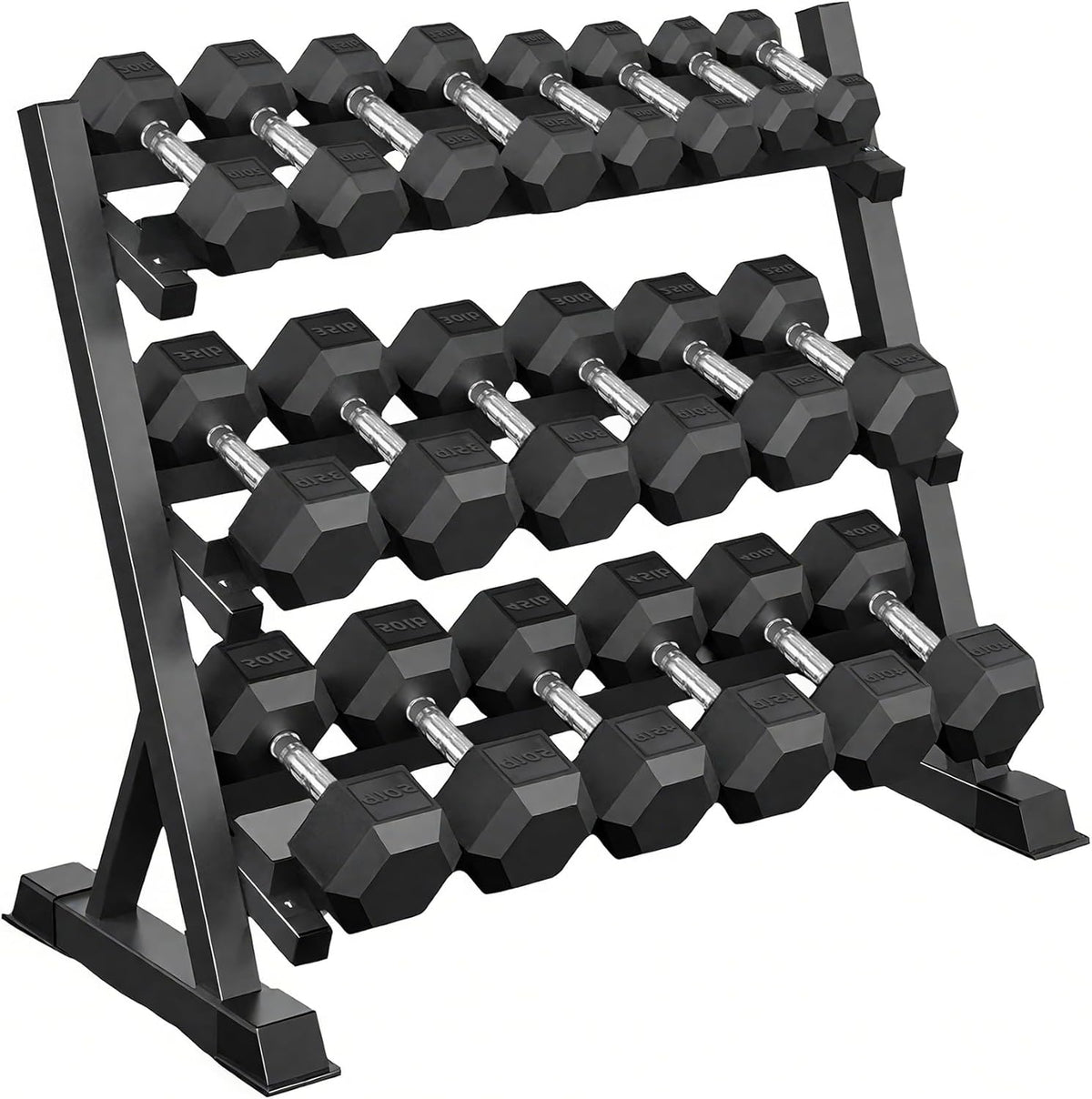 Ritafer Hex Weight Dumbbell Set with Rack Hand Weights for Strength Training Rubber Coated Dumbbells for Home Gyms Exercise & Fitness Training Muscle 5/10/15/20/25/30/35/40/45/50 lbs