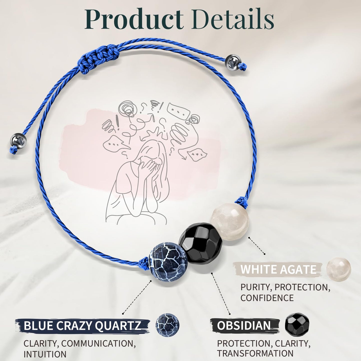 ZOKCC Crystal Healing Bracelets Gifts for Women: Spiritual Natural Healing Stone Anxiety Protection Bracelets Birthday Christmas Gifts for Friends Sister Coworker Nurse Teacher