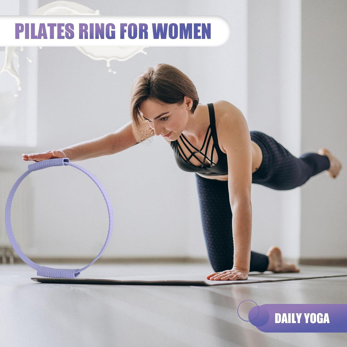 Pilates Ring, 13.5"/12" Silicone Magic Circle with Training Poster & Portable Bag, Pilates Ring Circle for Inner Thigh Workout, Yoga, Lose Weight & Physical Therapy for Women