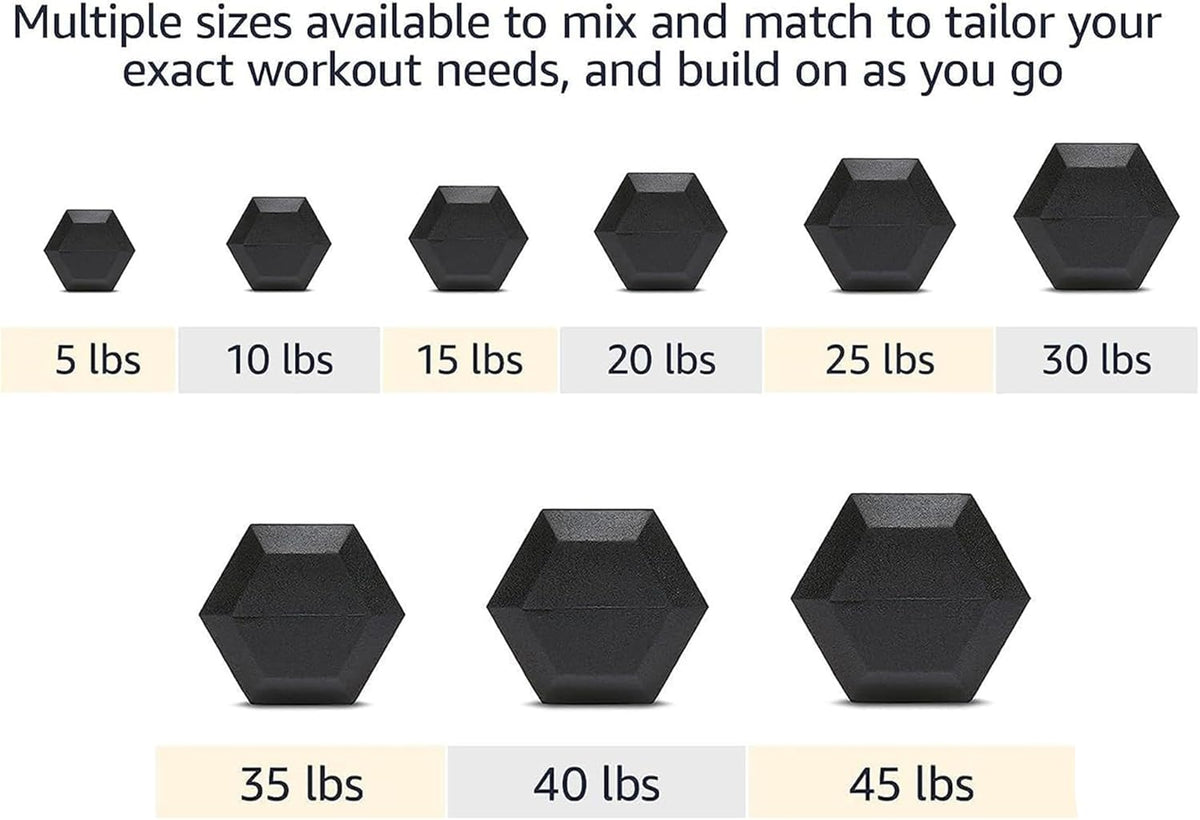 6-10 Pair Iron and Rubber Dumbbell Set 350/450 and 550 lbs 5-50 lbs Hand Free Weight for Strength Hex Coated Weights with Vertical Storage Rack Home Gym 5-50 lb - Black