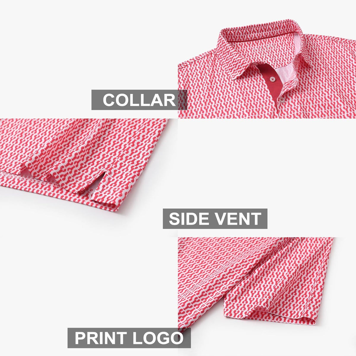 Men's Golf Polo Shirts Short Sleeve Striped Performance Moisture Wicking Dry Fit Golf Shirts for Men