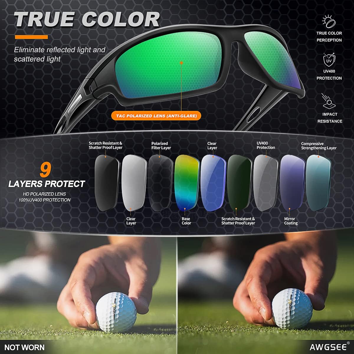 Polarized Sports Sunglasses for Men 100% UV Protection Wrap Around Unbreakable Sun Glasses for Fishing Driving