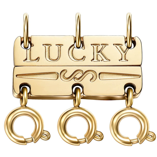 Qulltk Lucky Necklace Separator for Layering Strong Magnetic Clasps, 14K Gold and Silver Multiple Necklace Clasps for Layered Look