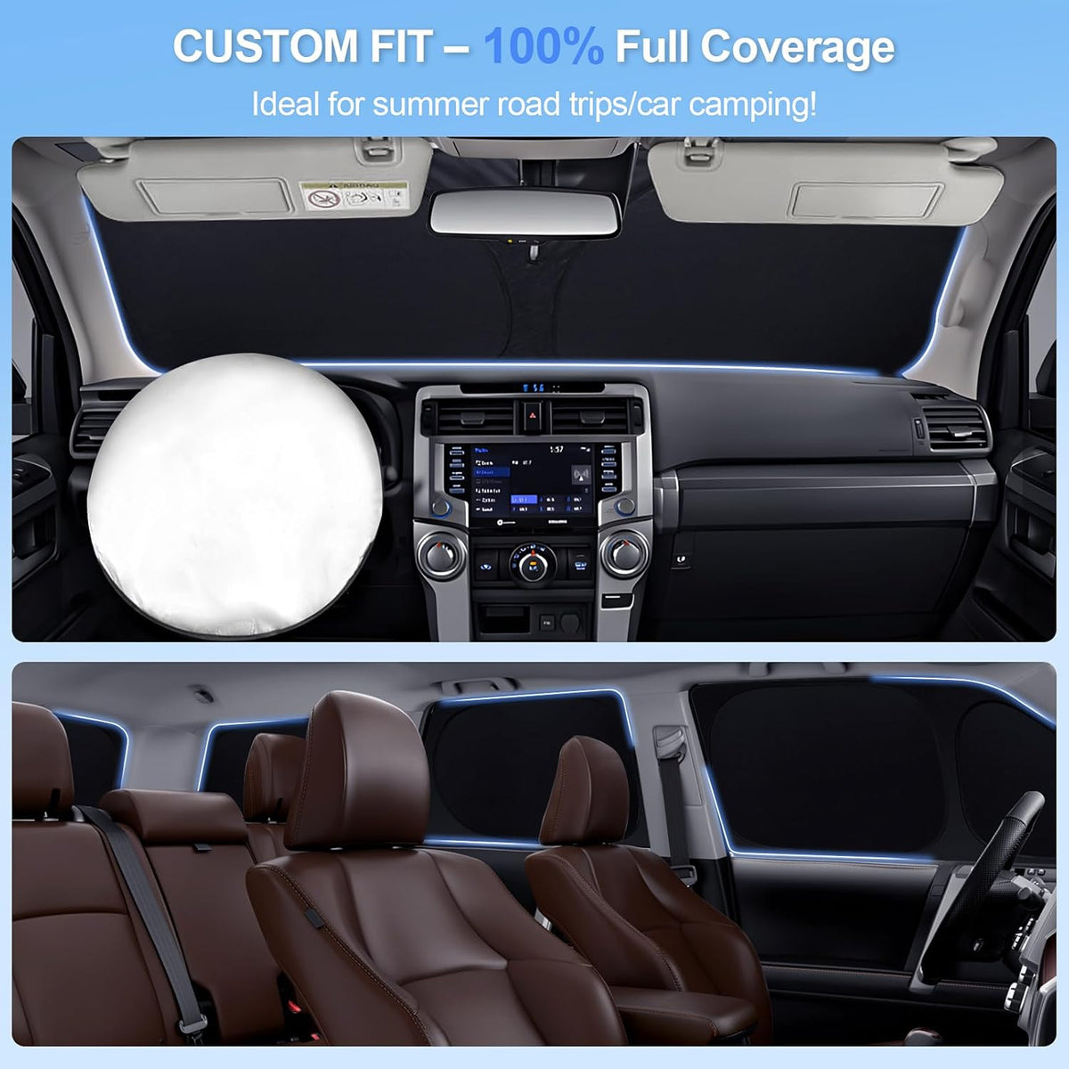 6pcs Car Window Shades for Dodge RAM 2500 3500 2010-2025 Accessories,Windshield Side Rear Full Sunshade,Sun Visor UV Blocking, Privacy Protection and Blackout for Camping Outdoor