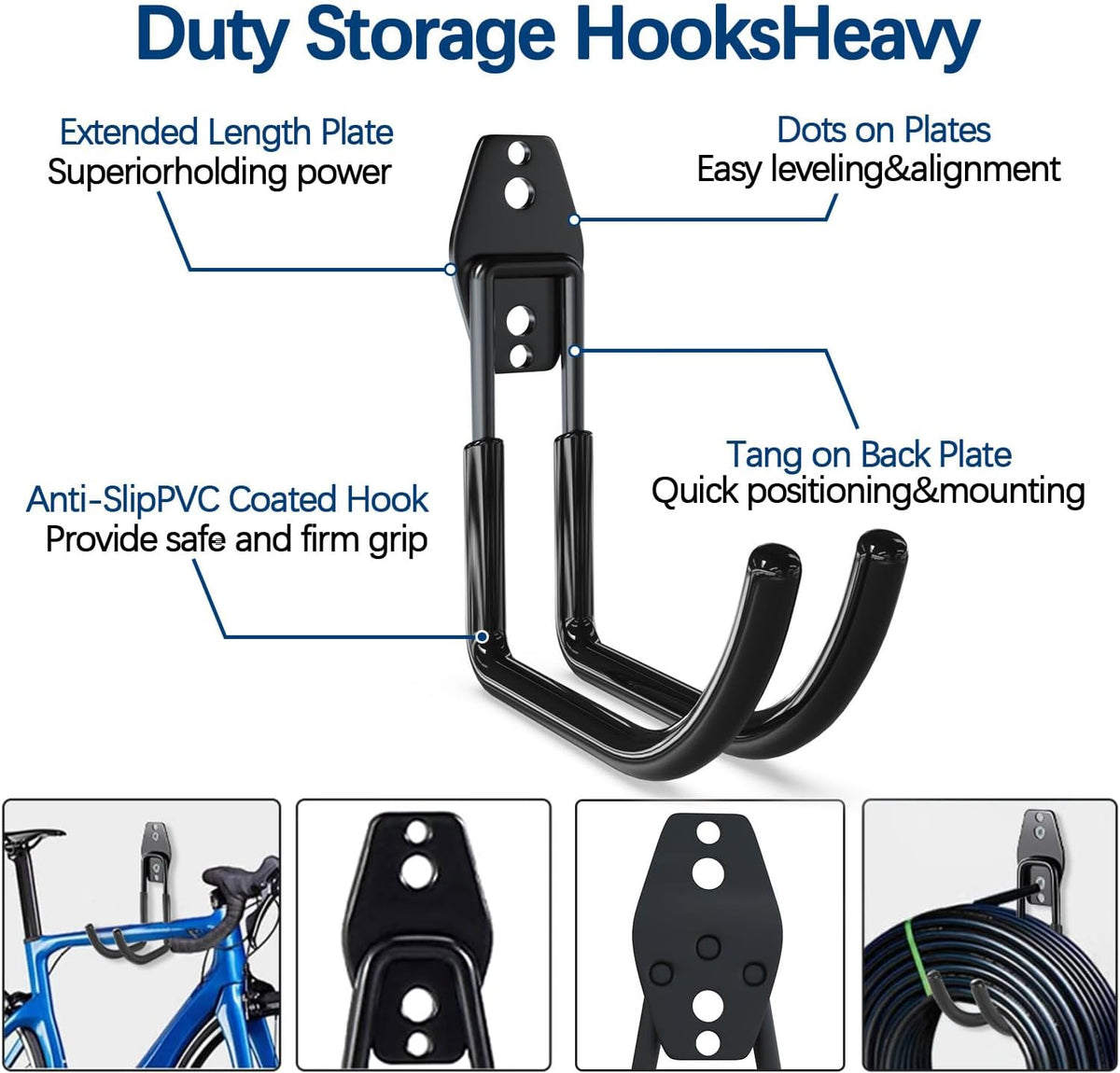 3-H Garage Wall Hooks 31 Pack, Garage Hooks Heavy Duty with Extra Welding Spots, Garage Organizer for Garden, Lawn, Yard Tools, Chairs, Ladders, Weed Eater, Shovel, Blower(Black)