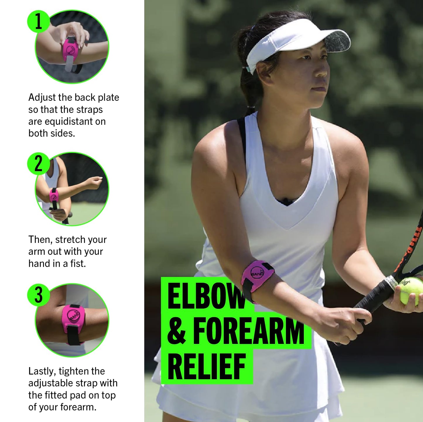 BandIT PINK - Compression Arm Band for Elbow & Forearm - Helps Relieve Pain & Swelling - For Carpal Tunnel, Tendonitis, Tennis & Golfers Elbow, Sprains, Arthritis & More - Latex-Free - One Size Fits