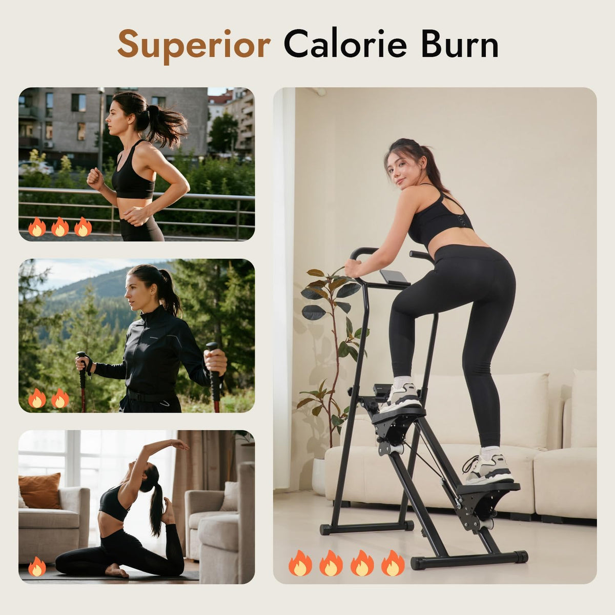Stair Stepper with Adjustable Resistance - Stair Climber for Home Gym, Folding Cardio Machine with Extended Step Range, Adjustable Handlebar & Pedals, Tablet Holder by MACYO