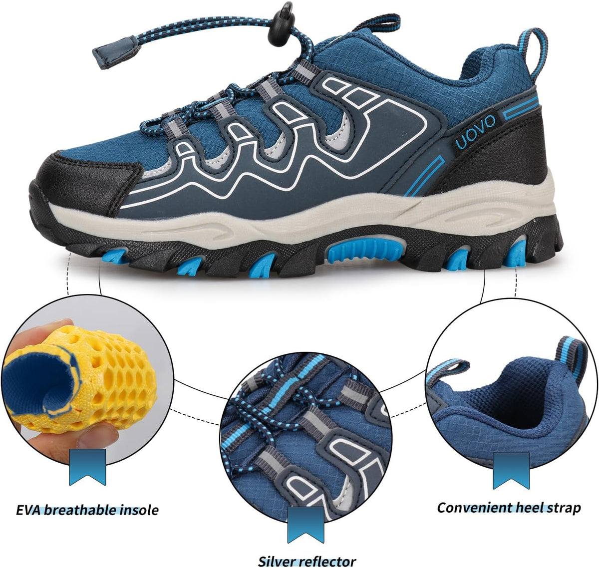 Kids Boys Running Shoes Waterproof Non-Slip Breathable Low-Top Outdoor Hiking Walking Sneakers (Little/Big Kids)