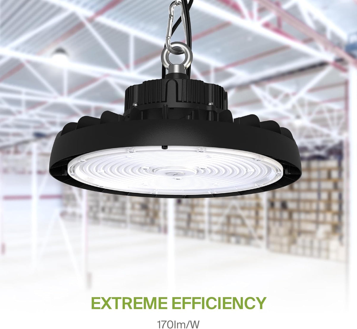 ASD LED High Bay UFO Light Fixture, Commercial Shop Lighting | 3CCT, Dimmable, IP69K Waterproof, DLC Premium, UL Listed | 300W 47700LM 3000-5000K 100-277V | Warehouse, Garage, Workshop Lamp | Black