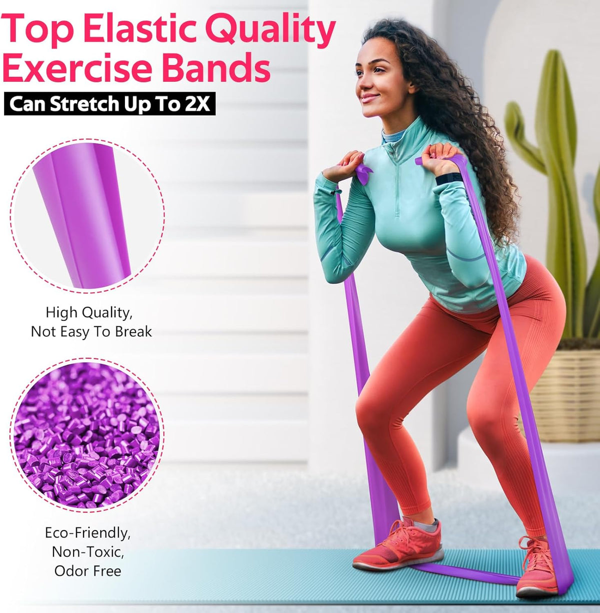 Resistance Bands for Working Out, Exercise Bands for Physical Therapy, Stretch, Recovery, Pilates, Rehab, Strength Training and Yoga Starter Set