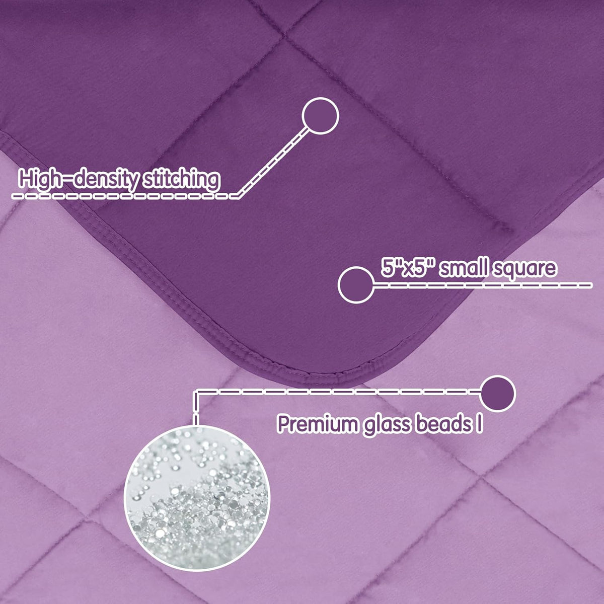 yescool Weighted Blanket (7 lbs, 41" x 60", Purple) Cooling Heavy Blanket for Sleeping Perfect for 60-90 lbs, Breathable Blanket with Premium Glass Bead, Machine Washable
