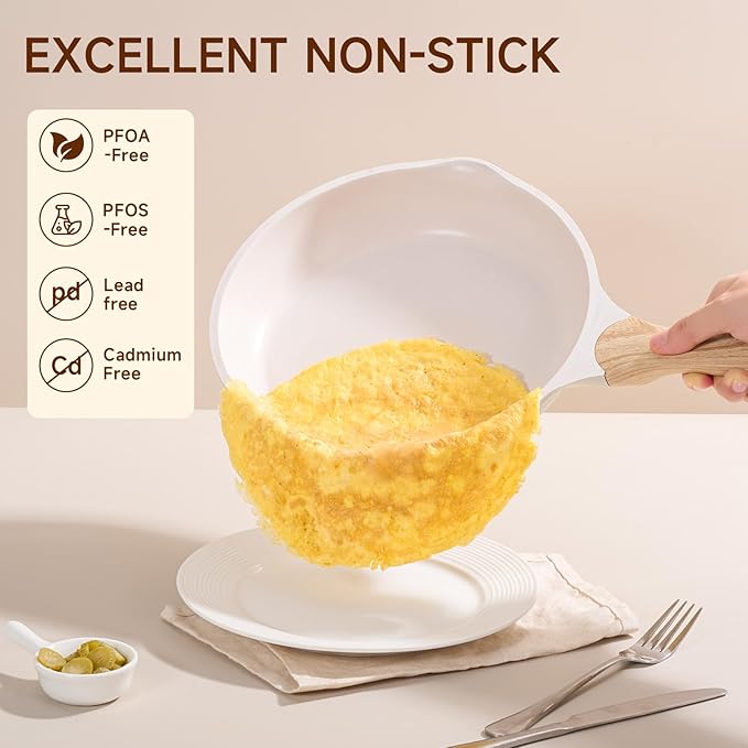 JEETEE 12.5 Inch Nonstick Frying Pan, Stone Coating Cookware, Large Omelette Pan with Heat-Resistant Handle, Induction Skillet for Eggs
