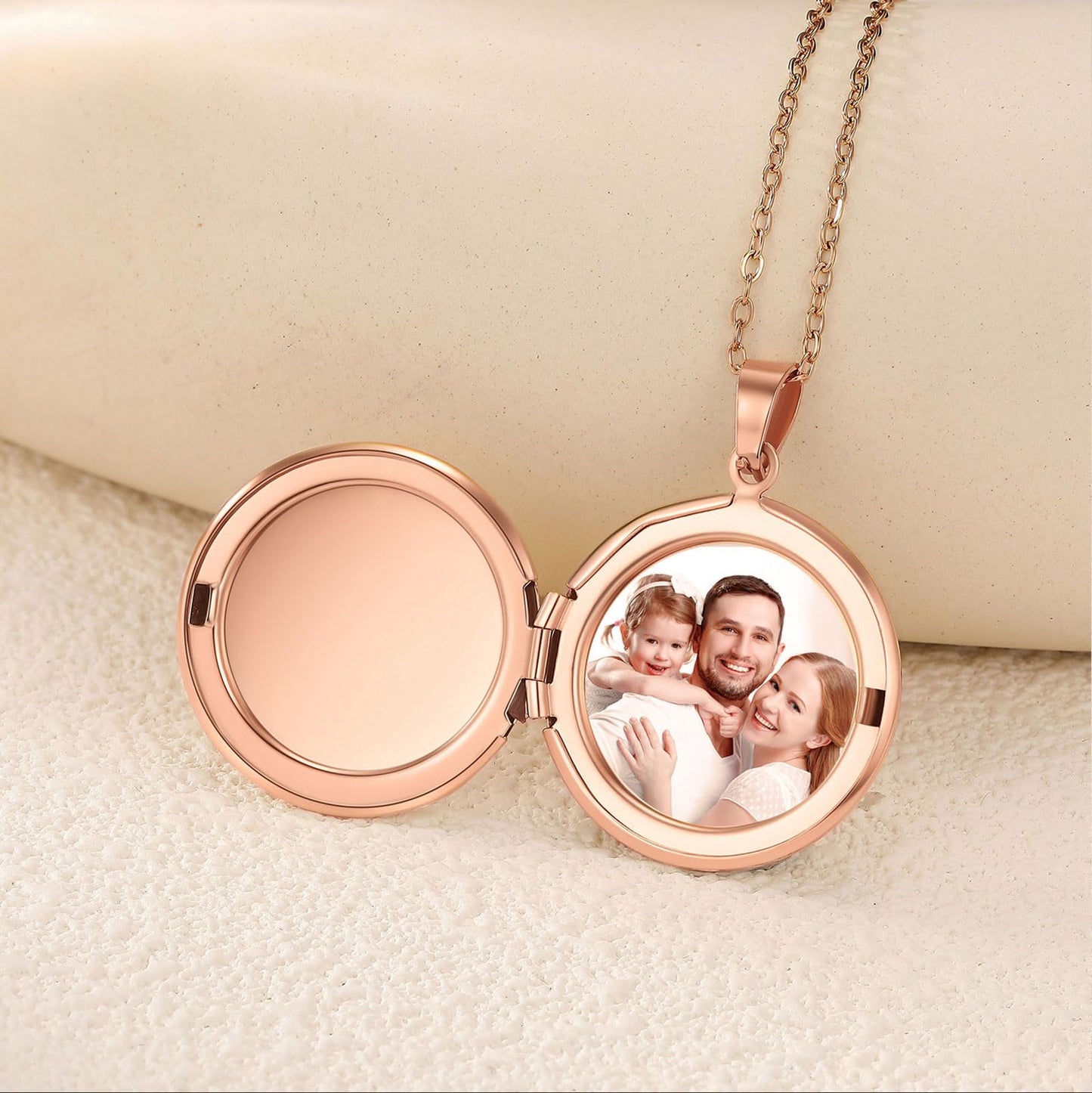 PHOCKSIN Rose Gold Round Locket Necklace 12 Birth Flowers Personalized Necklace that Holds Pictures Customized Gifts Locket Necklaces for Birthday