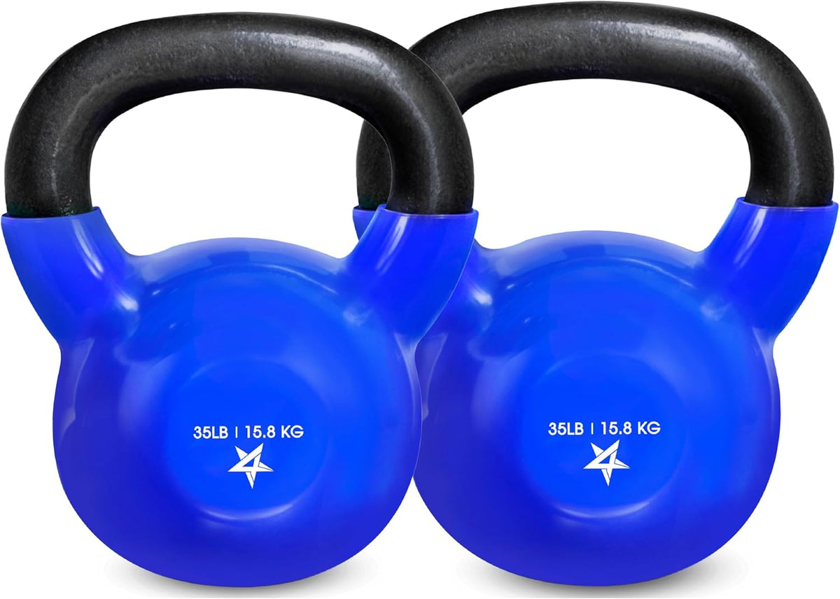 Yes4All 5-100 LB Kettlebells Vinyl Coated Cast Iron for Dumbbell Weights Exercises, Gym, Fitness, Full Body Workout Equipment Push up, Grip and Strength Training