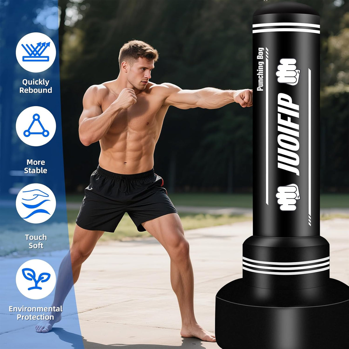 Freestanding Punching Bag with Stand, Men Standing Kickboxing Bag, Heavy Boxing for Adult Teens, Suitable for MMA Dummy Karate Home Gym Training Equipment （Excludes Gloves and Pumps）