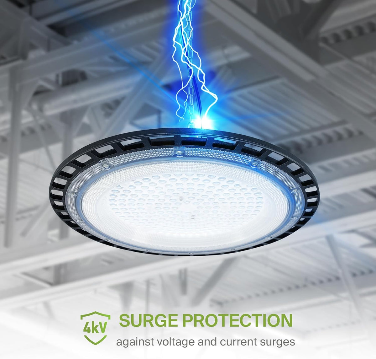 ASD LED High Bay UFO Light Fixture, Commercial Shop Lighting | Plug & Play Cable, IP65 Waterproof, ETL Listed | 150W 18000LM 5000K 100-277V | Warehouse, Garage, Workshop, Barn Lamp | Black, 12 Pack