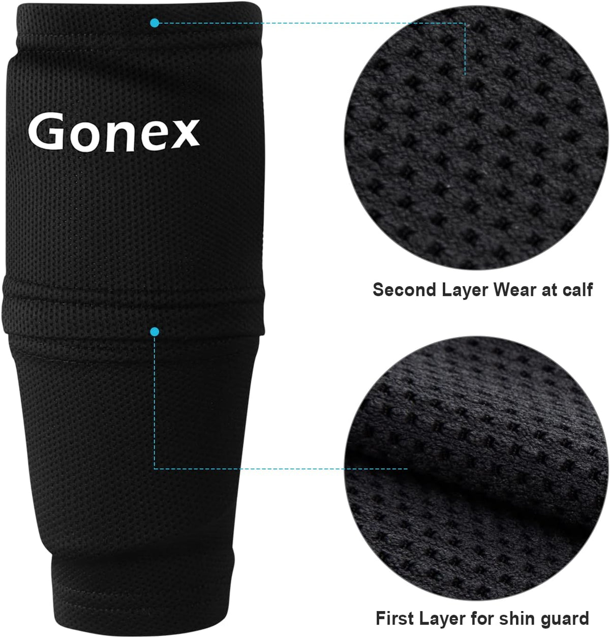 Gonex Soccer Shin Guards for Kids Adult, Youth Boys Girls Shin Guards Slip in Soccer Shin Pad Sleeves Canilleras for Football Games, EVA Cushion Protection Reduce Shocks & Injuries
