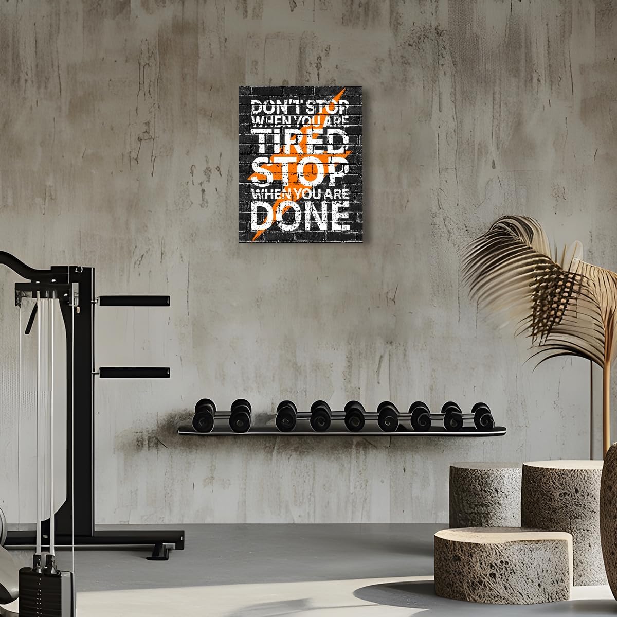 Gym Quotes Wall Art,Inspirational Workout Wall Decor,Don't Stop When You're Tired Stop When You're Done Canvas Wall Art for Home Gym Exercise Fitness Room