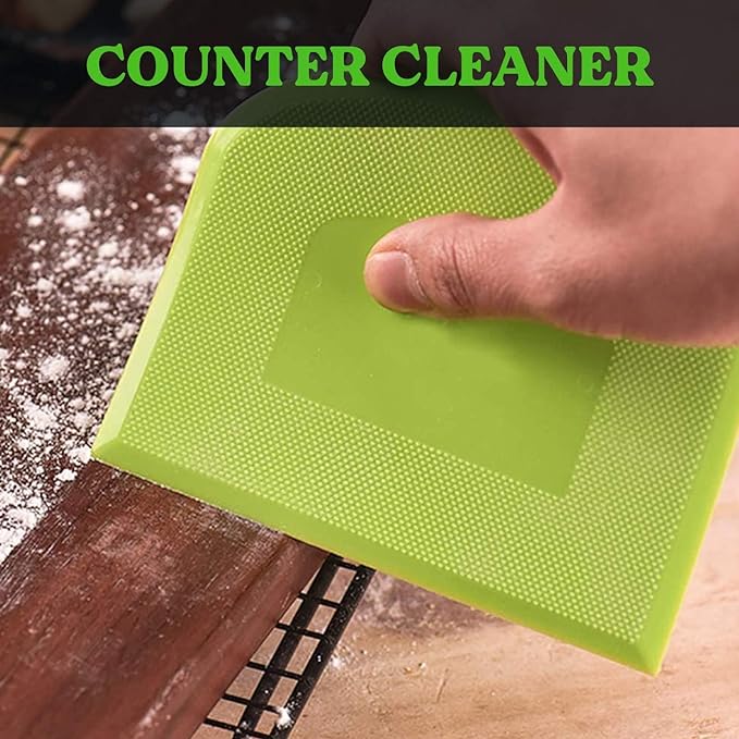 SURDOCA Dough Scraper Bench Scraper - 3P 10.6x6.7" Plastic Flexible Bowl Scraper, Sharp Edge & Angles Cake Scraper. Non-Slip Bakeware Decorating Tools Sculpting & Modeling Tools - Pink+Blue+Green