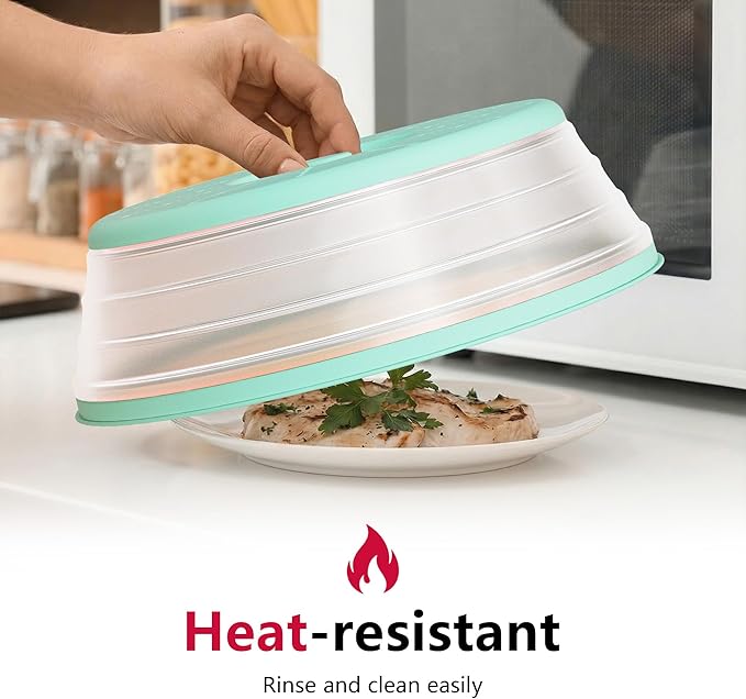 WVM Microwave Splatter Cover Vented for Food with Hook Hole, Splatter Guard & Colander Kitchen Gadget for Food, Meal Prep