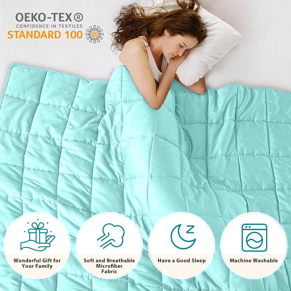 L'AGRATY Weighted Blanket - 48"x72" 20lbs Cooling Breathable Heavy Blanket Microfiber Material with Glass Beads Big Blanket for Adult All-Season Summer Fall Winter Soft Thick Comfort Blanket