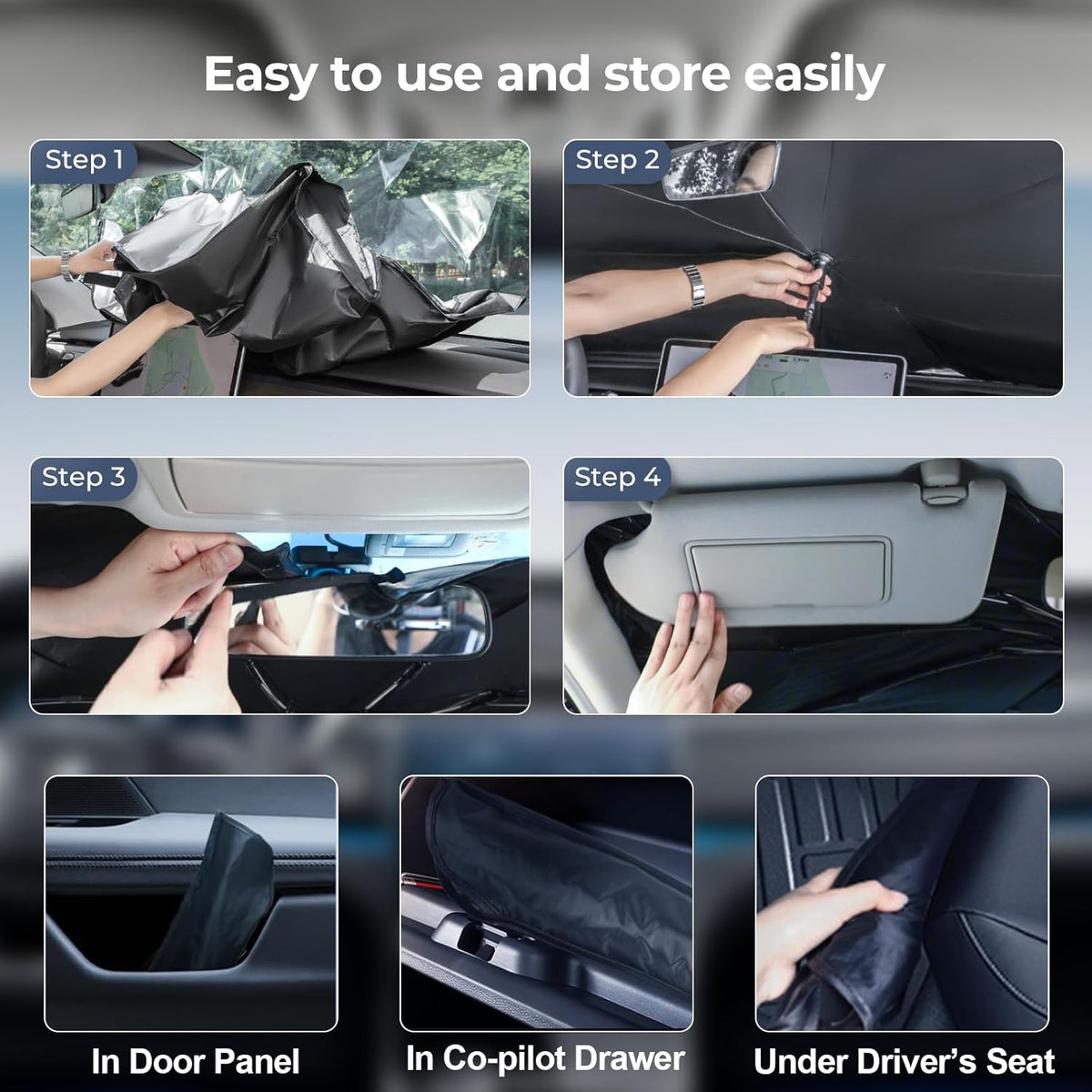 Windshield Sun Shade Umbrella: for Toyota 4Runner-2010-2025 - Front Car Window Shades - Double Thickened Foldable 4-Runner 2023 2024 Sunshades Block UV Keep Cool