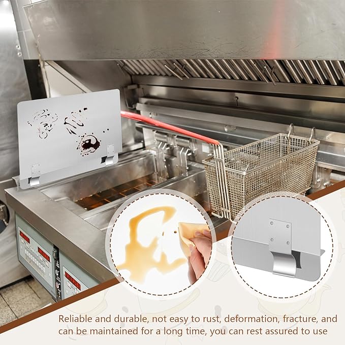 Ferraycle 2 Pack 20-1/2" W x 9" H 304 Stainless Steel Fryer Splash Guard for Stove & Kitchen, Oil Splatter Screen Protection, Heavy Duty Grease Barrier for Frying, Grilling, Easy Clean, Universal Fit