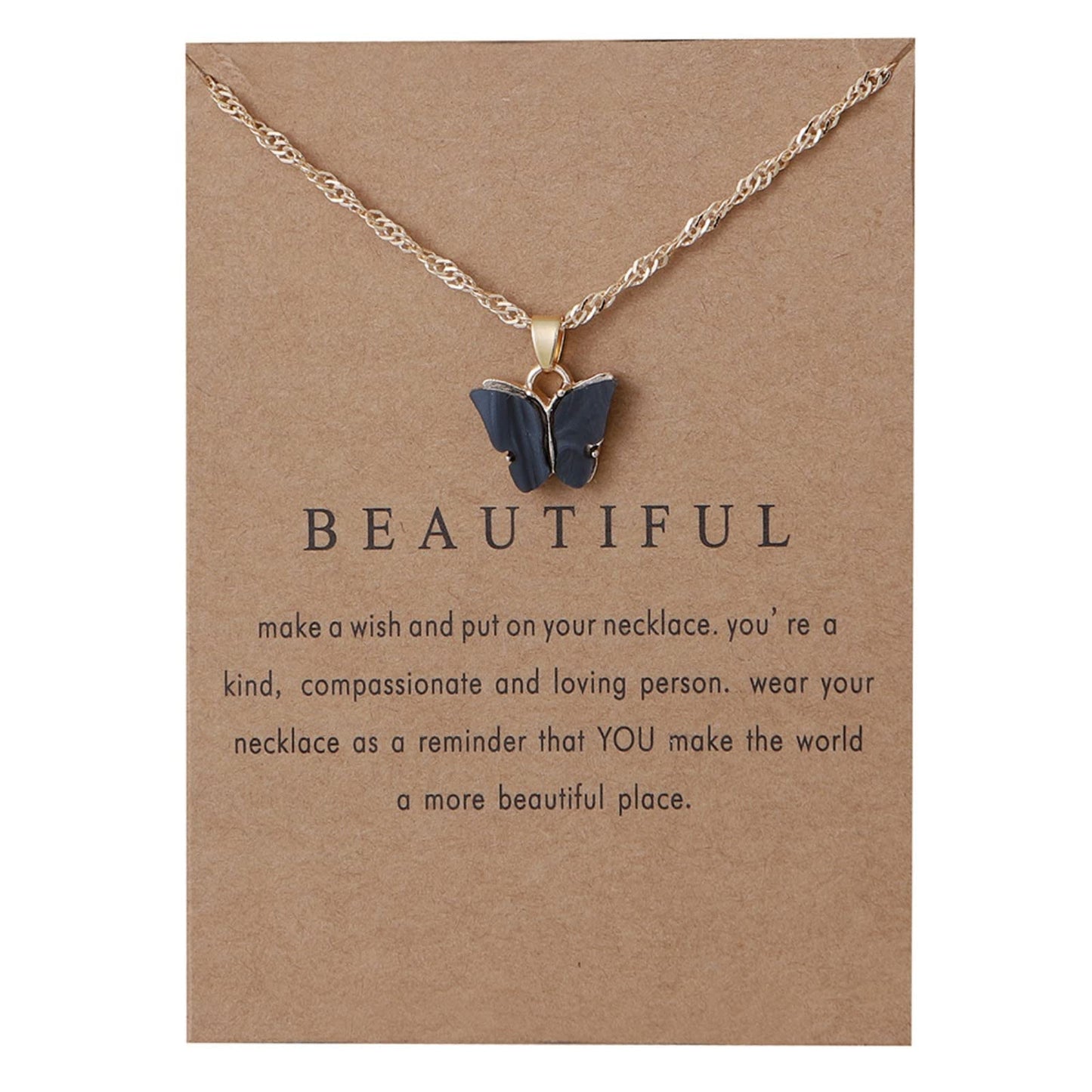 Rrdaily 9 Pcs Dainty Colorful Butterfly Pendant Necklace Set for Women,Bohemian Acrylic Butterfly Chain Necklace Cute Jewelry Gift (Style#B-gold card)