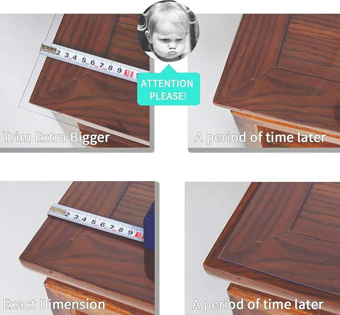 NECAUX Custom 42 x 56 Inch Clear Table Cover Protector, 1.5mm Thick Plastic Waterproof Heavy Duty Desk Pad Mat Non-Slip Tablecloth Protector for Coffee Table, Sofa Table, Media Stand, Countertop