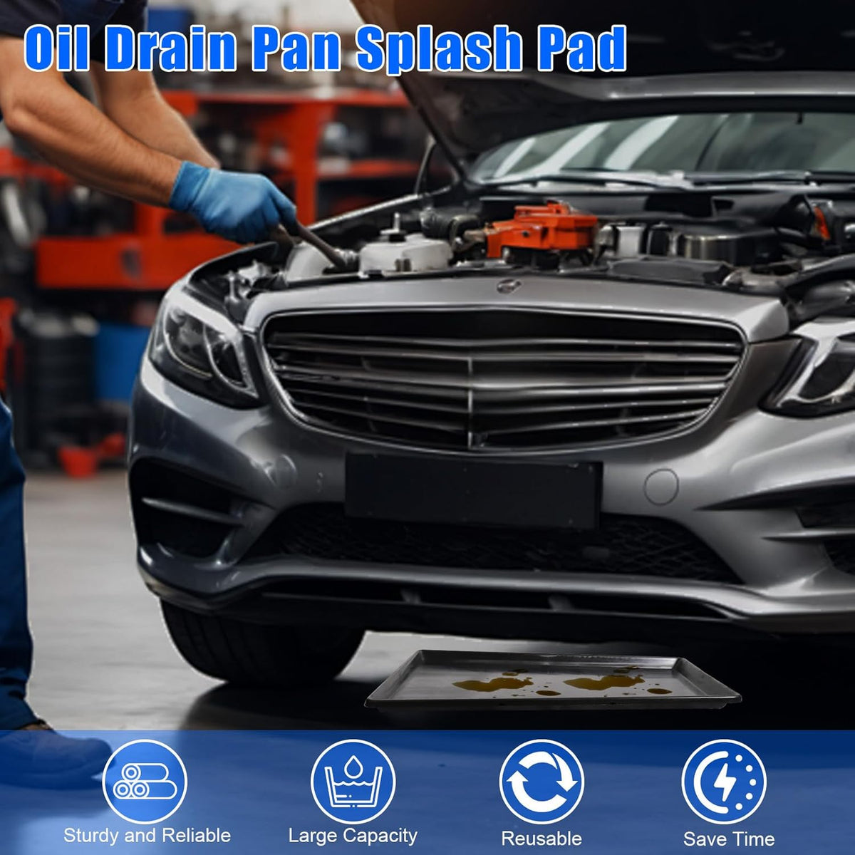 3 Pack Extra Large Oil Drip Pan, 35.4 x 24 x 1.6 in Oil Change Drain Pan, Plastic Oil Drip Tray for Under Car, Oil Catch Pan Tray for Garage, Fridges, Washing Machines, Cat Litter Box Bottom
