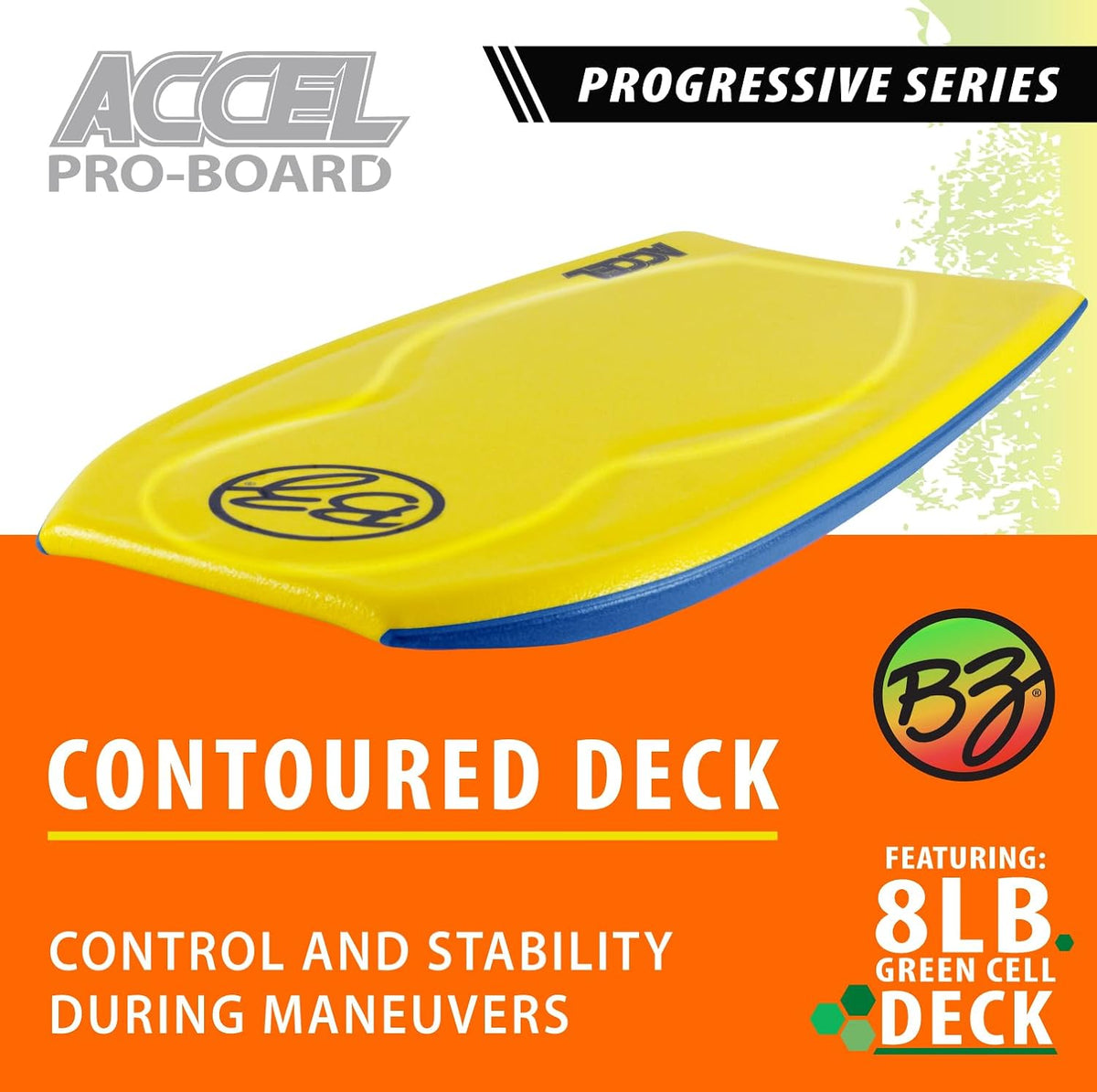 BZ Bodyboards - Accel Pro Board - Crescent Tail, Slick Bulbs, Contoured Deck Cutting Edge, High Performance - Advanced Riders