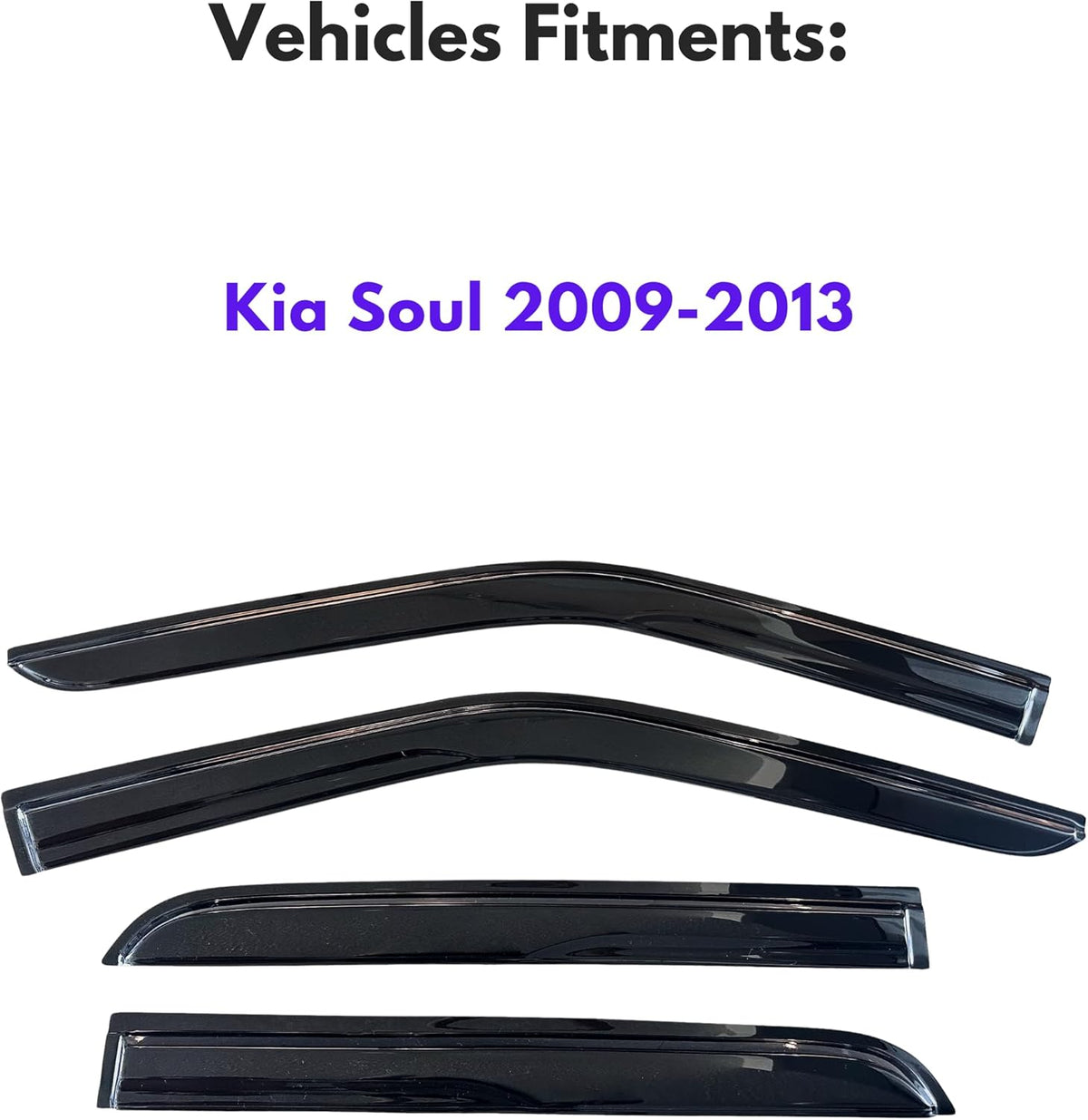 KPY Window Visor Compatible with Kia Soul 2009-2013, 4PC Rain Guard Side Window Vent Deflectors Tape-On Mugen Style, 2009 2010 2011 2012 2013