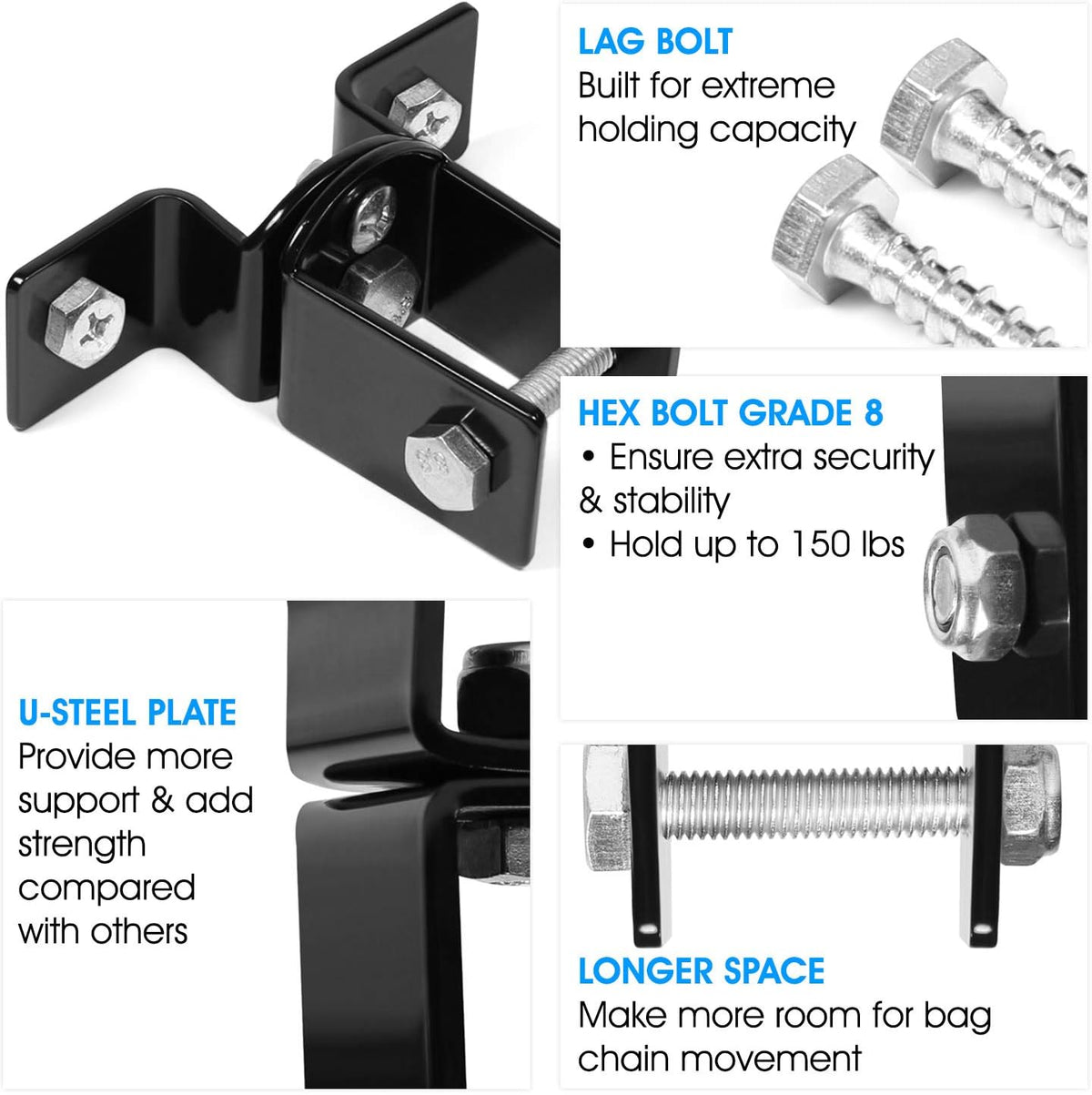 Yes4All Punching Bag Hanger, Stainless Steel Swivel Chain with 4 Snap Hooks for Heavy Bag, Gym Swing, Trapeze, and Hammock