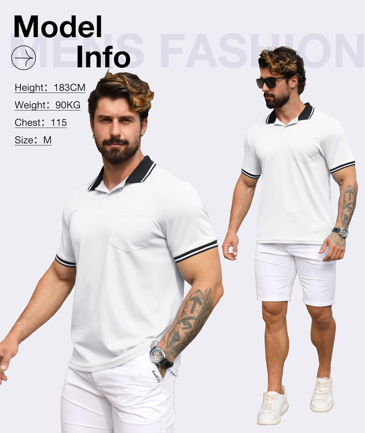 ZITY 3 Pack Men Polo Shirts Short Sleeve with Pocket Sport Wicking Shirts for Men Casual Athletic Collared T-Shirts