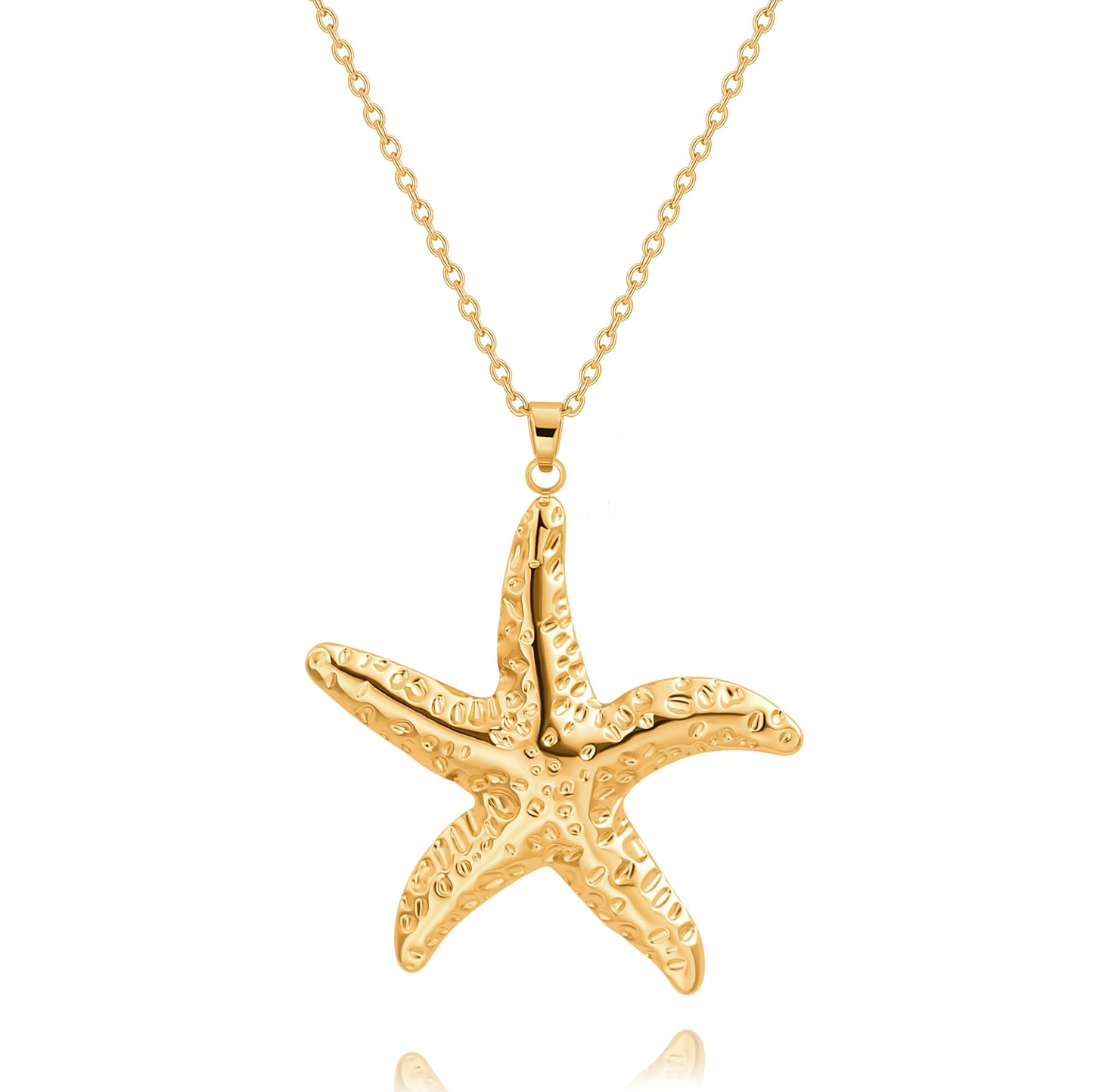 Long Gold Necklace for Women 18K Gold Plated Starfish Pendant Trendy Beach Jewelry Necklace