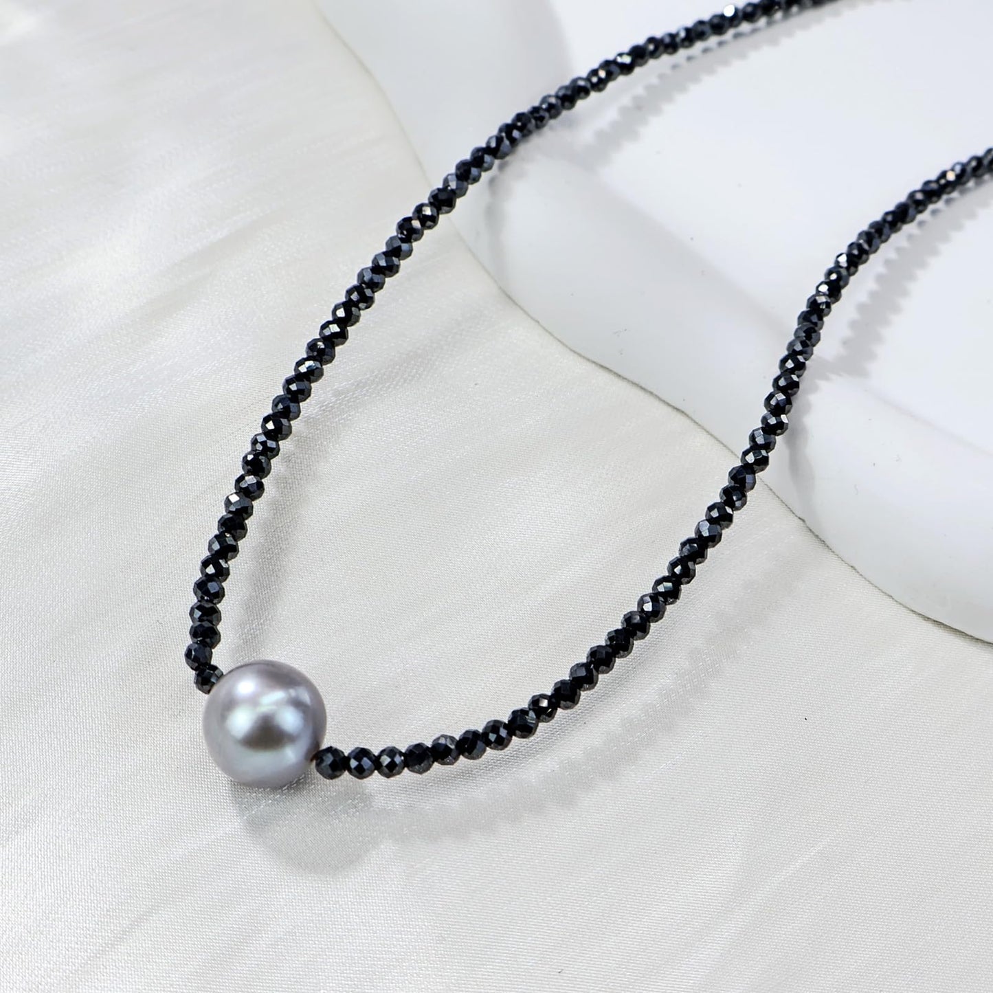 Single Pearl Necklace for Women Dainty Pearl Pendant Necklace Natural Gemstone Beaded Choker Necklaces, 11-12mm Round Freshwater Pearl Drop Necklace Handmade Jewelry Gift Valentines Anniversary Christmas