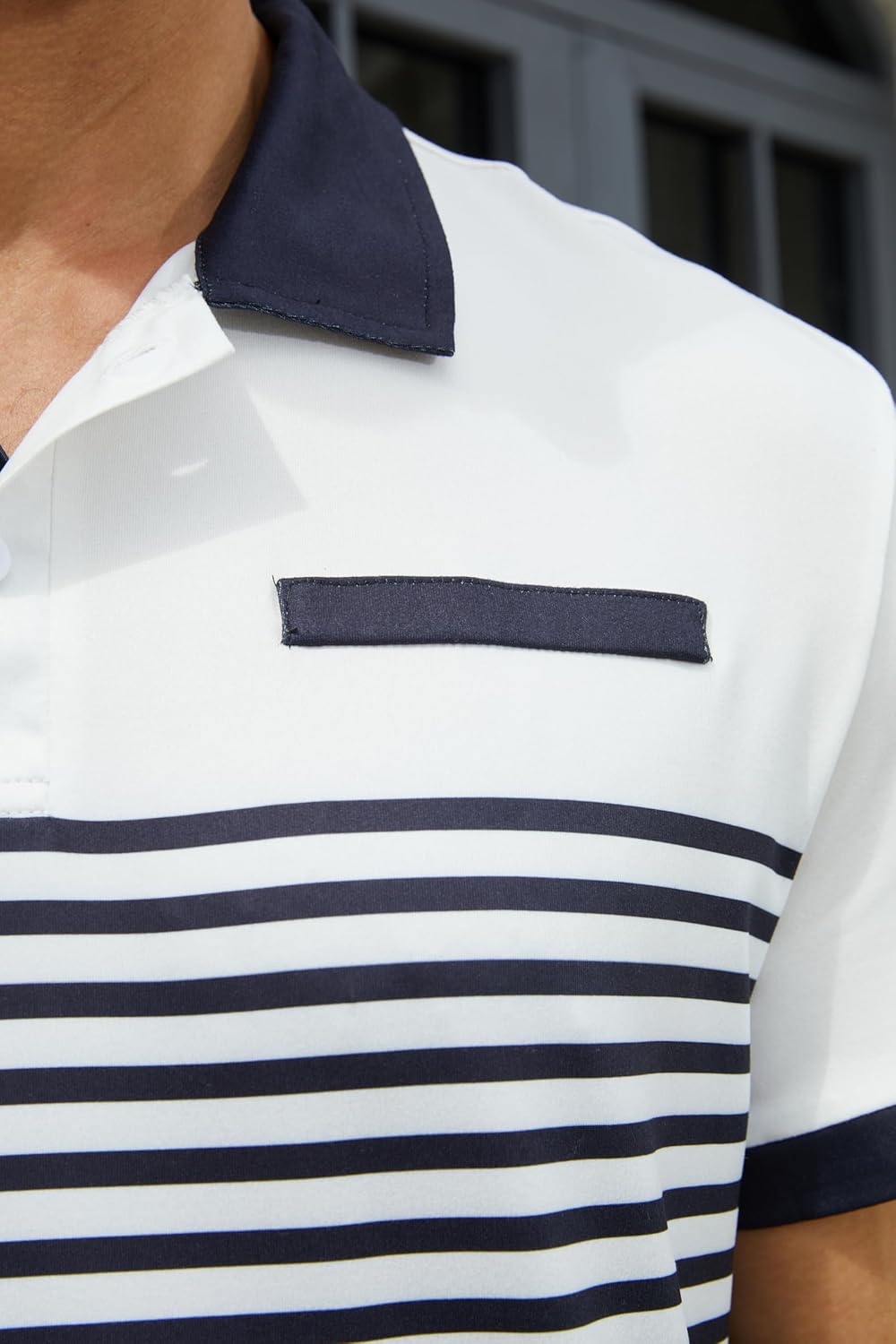Men's Casual Polo Shirts Short Sleeve Fashion Golf Shirt Classic Striped Slim Fit T-Shirts