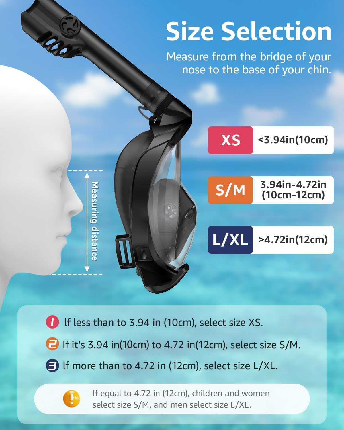W WSTOO Full Face Snorkel Mask Adults,Suitable for Beginners Dry Top Snorkeling Gear,Can Your Mouth or Nose to Breathe,180 Degrees Panoramic View,Anti-Fog Anti-Leak,Summer Travel and Vacationing Gifts