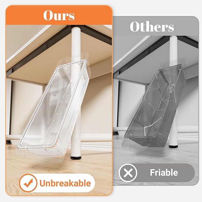 SpaceHacks 15 PCS Clear Plastic Drawer Organizer Set, 4-Size Acrylic Drawer Storage Trays, Storage Bins for Makeup, Gadgets, and Jewelry in Bathroom, Bedroom and Office, Clear
